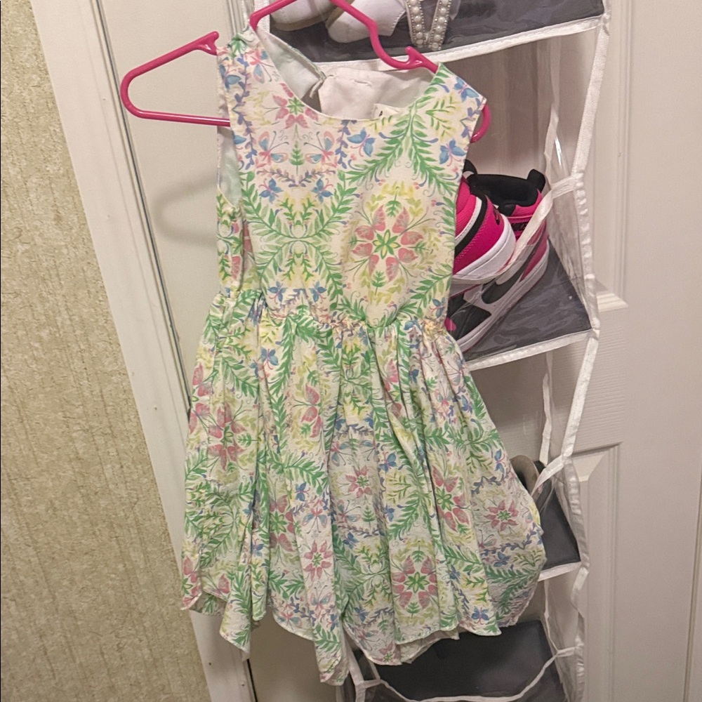 Floral Kids Dress - Green and Pink